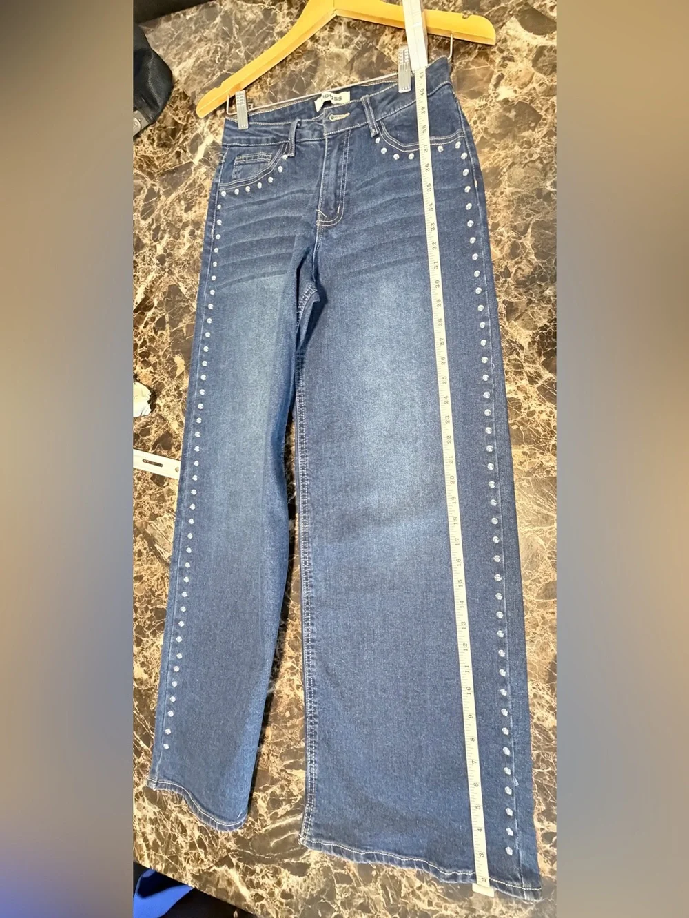 Vigoss Dark Blue Wide Leg Jeans with Silver Studs
